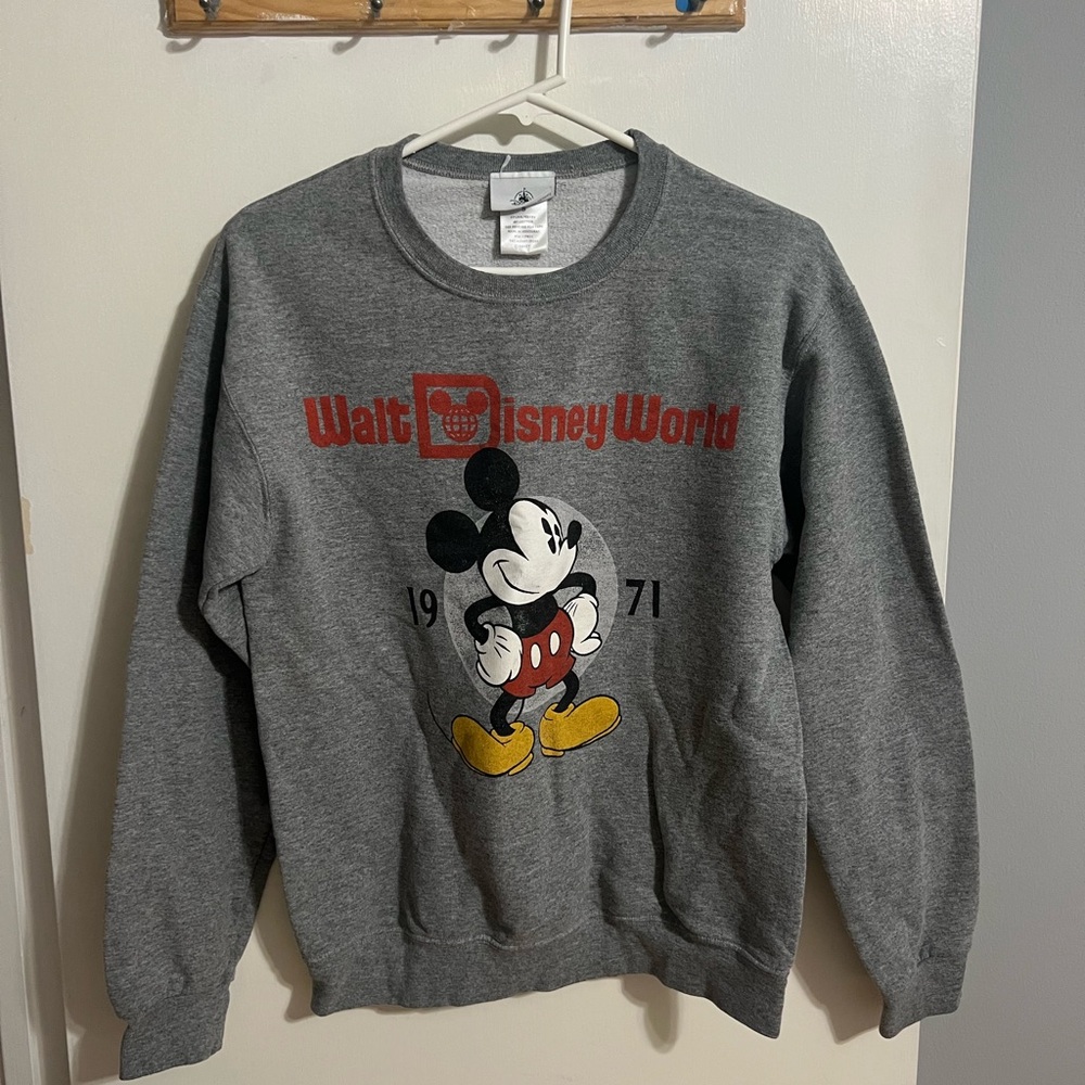 Disney Gray Crewneck Sweater with Mickey Mouse